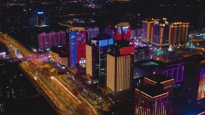 扬州城市夜景4K航拍