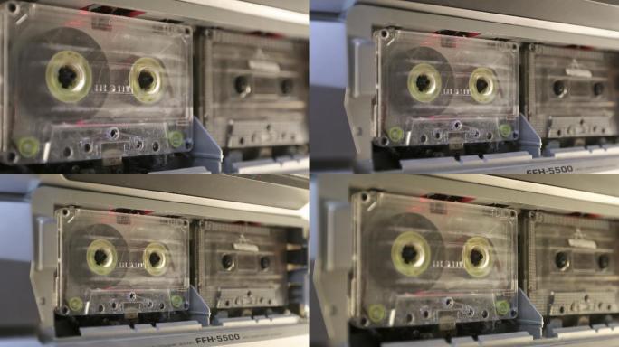 复古盒式磁带播放机特写镜头。