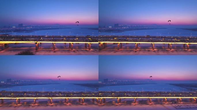 动力滑翔伞飞越哈尔滨公路大桥和松花江18