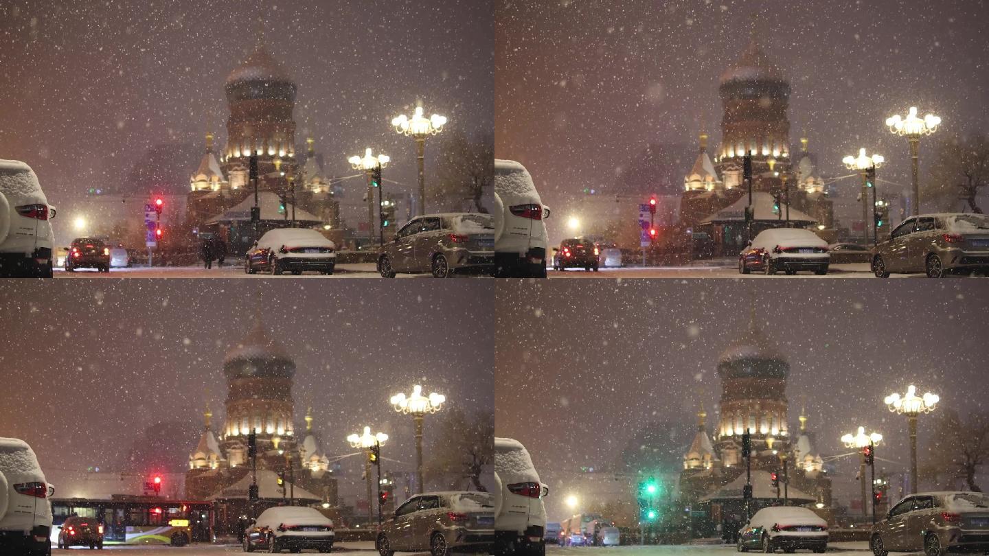 大雪来袭哈尔滨索菲亚教堂上演雪色浪漫7