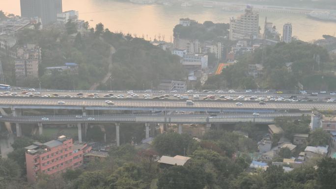 城市堵车拥挤下班晚高峰车流