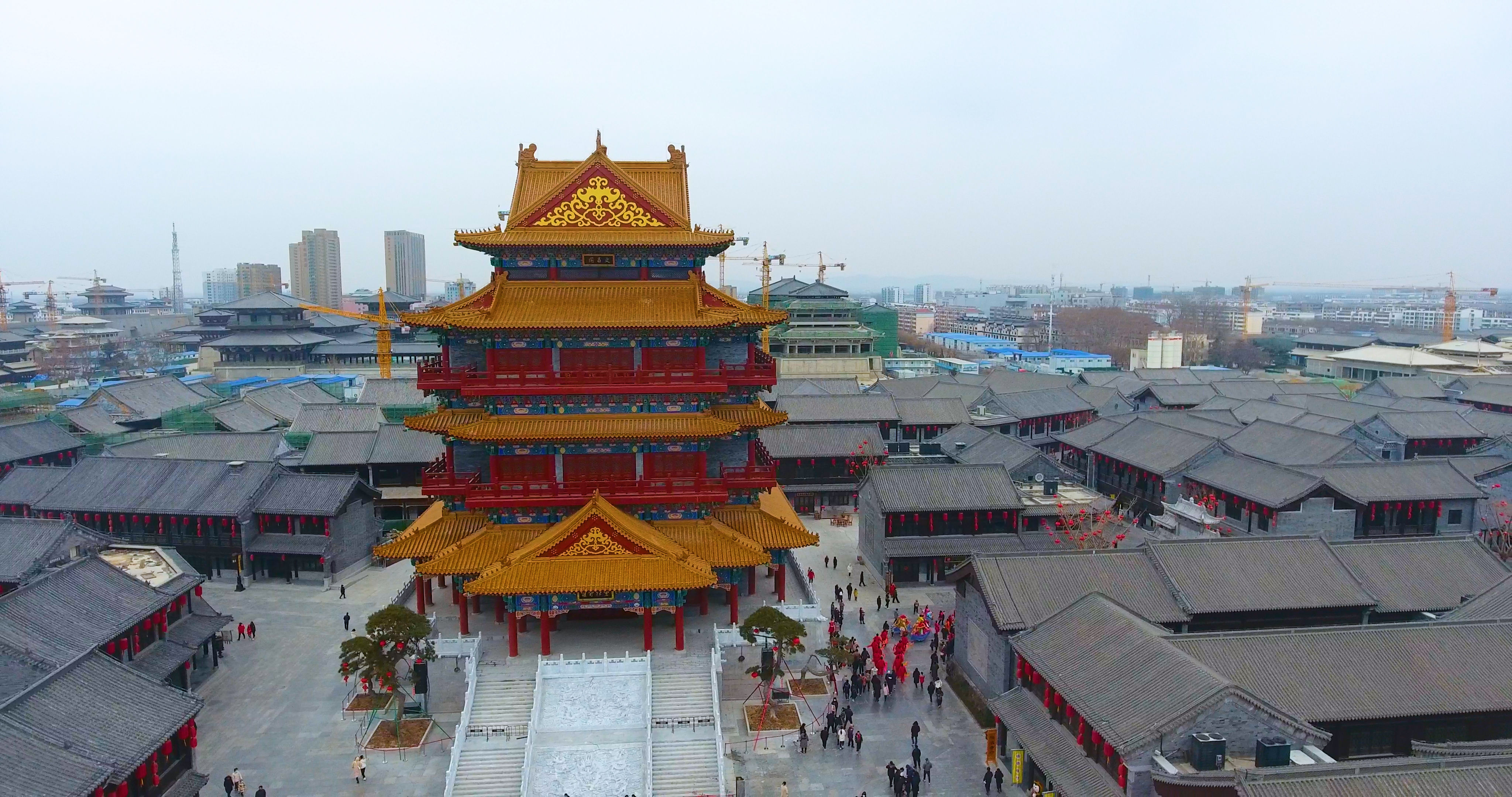 大气航拍日照莒国古城,莒县4k