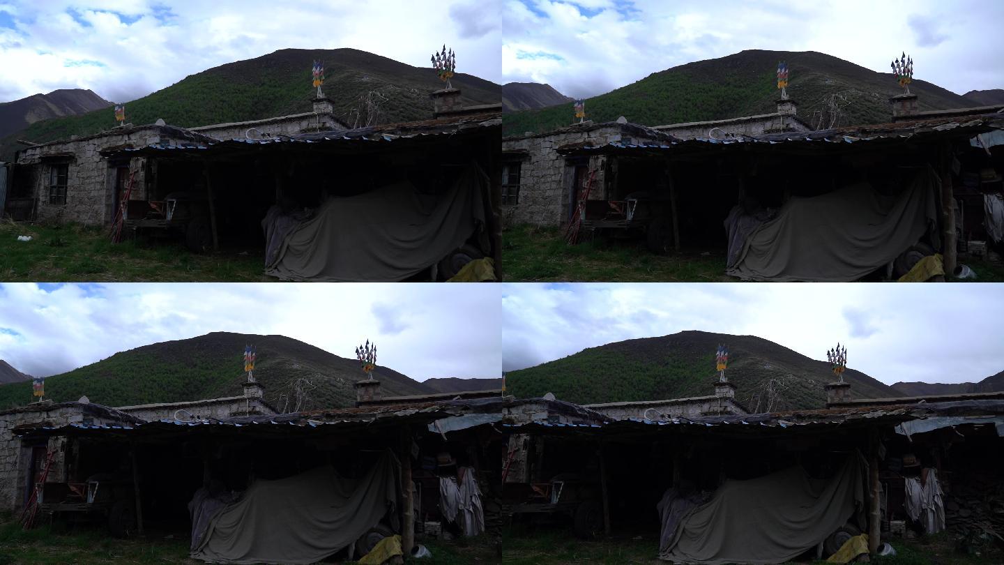 废弃藏式乡村民居房子院子