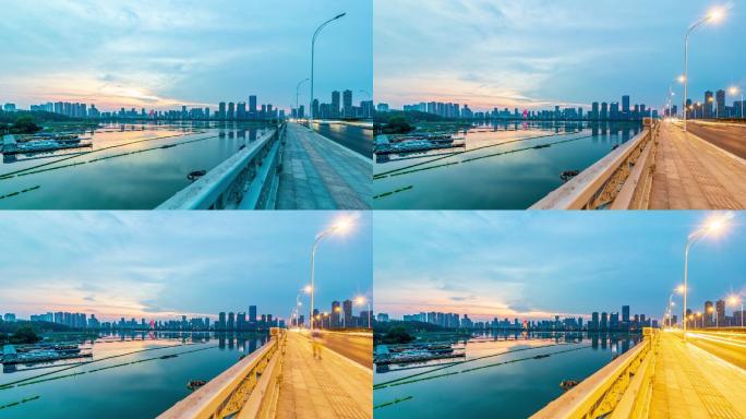 武汉沙湖大桥日落延时视频