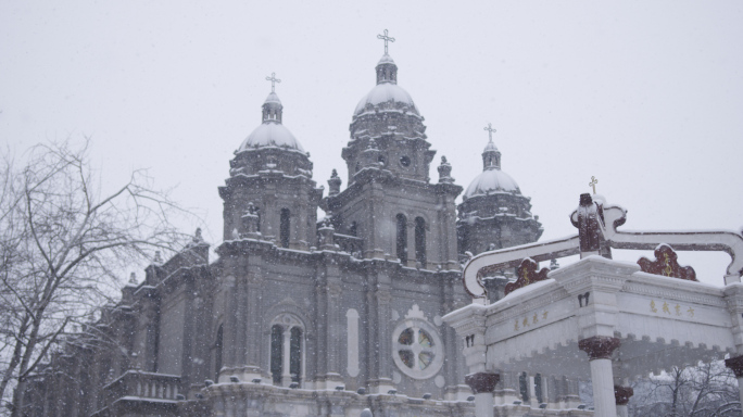 北京2022教堂大雪