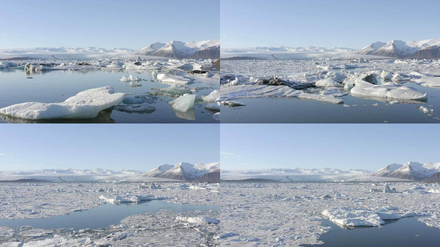 冰岛的冰川泻湖上布满了冰山