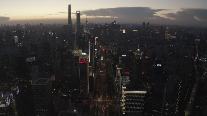 4K上海世纪大道城市夜景航拍
