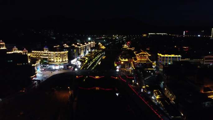 长汀 汀州 航拍 古城 济川门 夜景