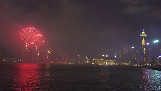 春节烟花爆竹元旦跨年夜景夜晚夜色