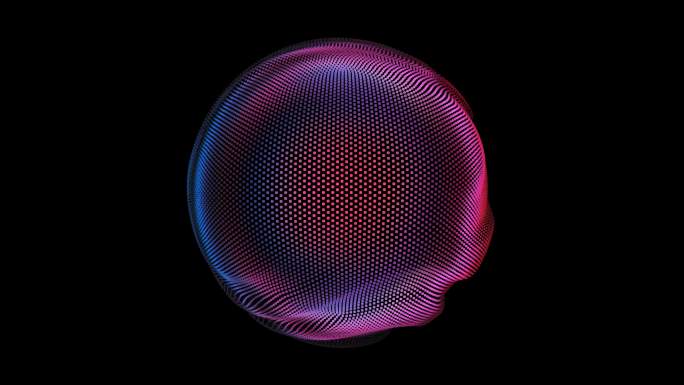 粒子的抽象球体上的畸变波。