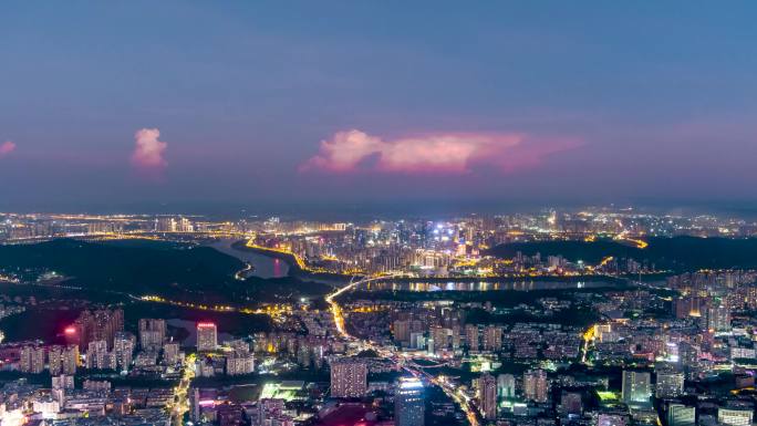 4K延时航拍南宁璀璨夜景