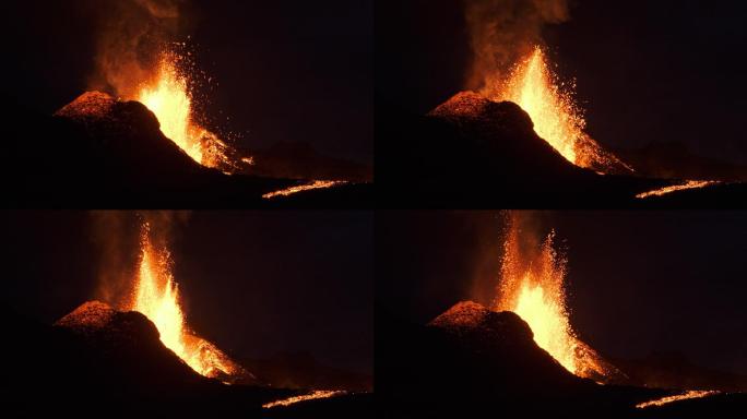 火山爆发火山喷发视频红色高温岩浆高清实拍