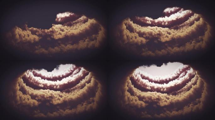 云中隧道时空云层云朵穿梭穿越