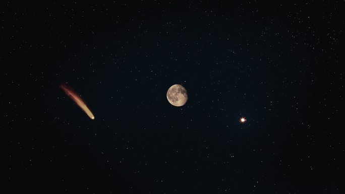 落在月光天空背景上的彗星