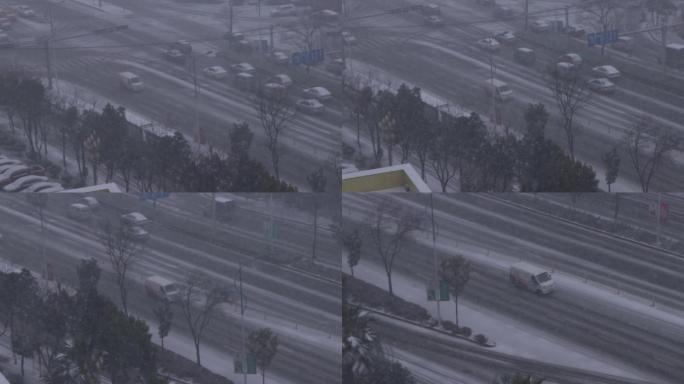 实拍公路雪景视频