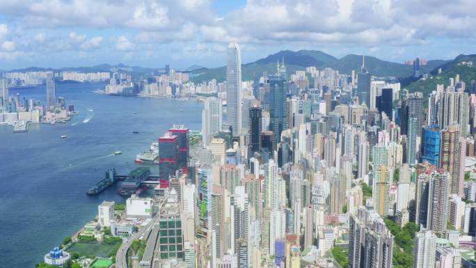 香港鸟瞰图航拍HongKong高楼林立