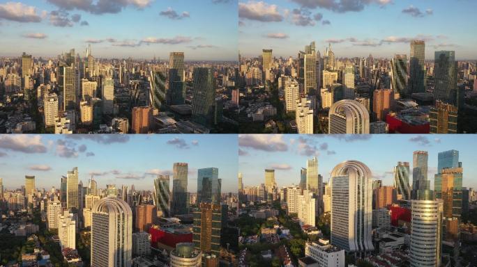 4K原素材-航拍上海静安寺商圈高楼大厦