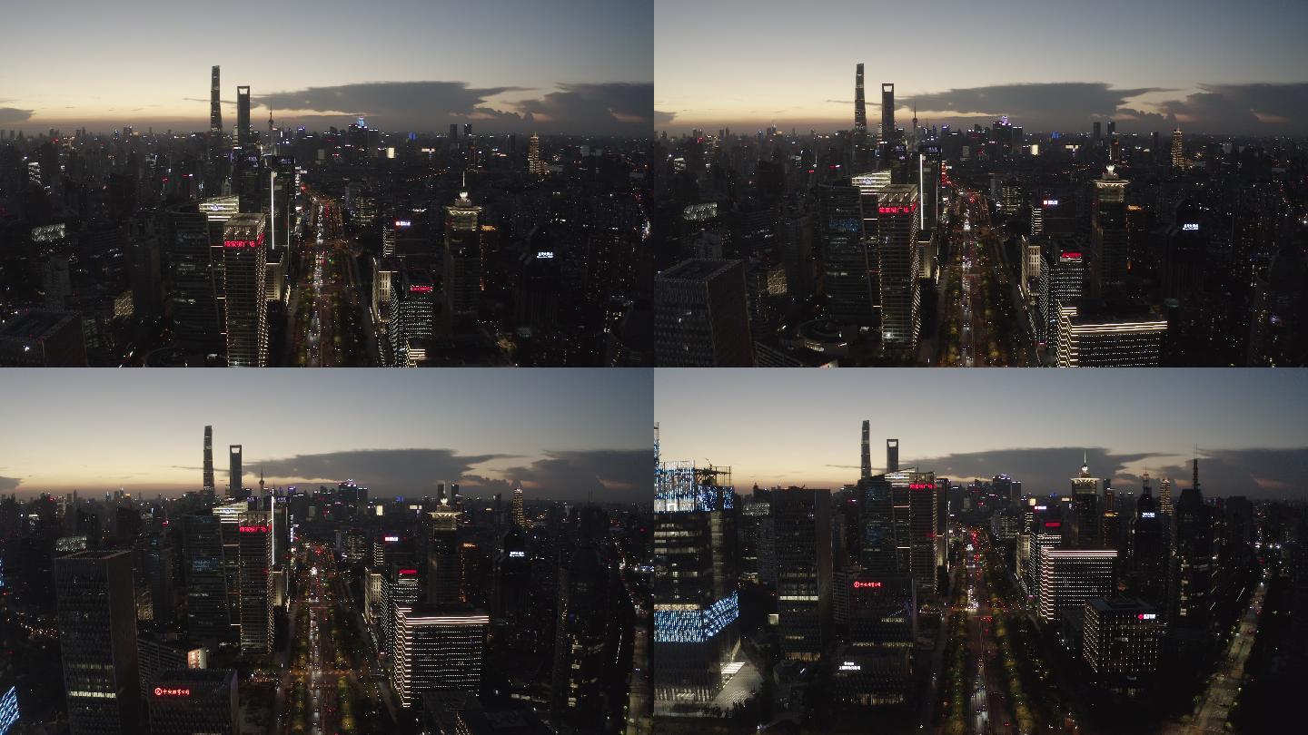 4K上海世纪大道城市夜景高清航拍