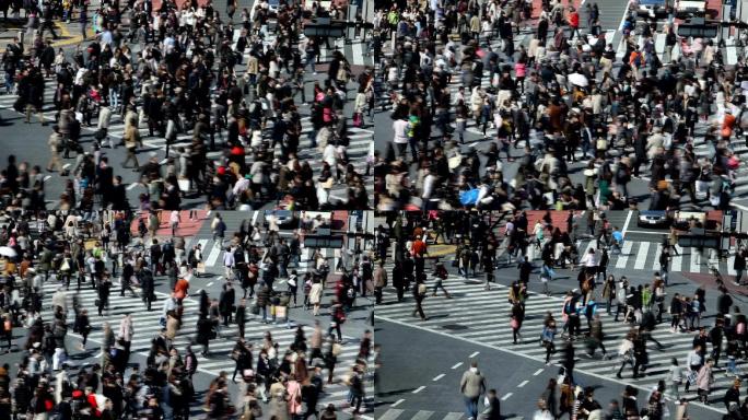 过马路的行人人行道路人人流街道街头街景