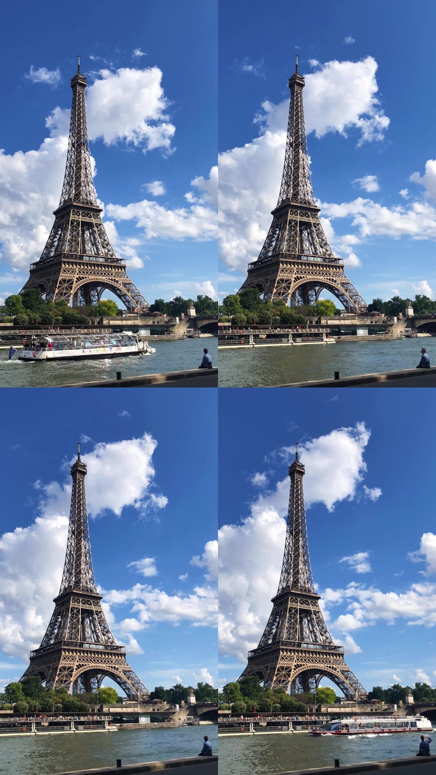 塞纳河边看巴黎埃菲尔铁塔
