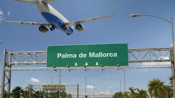 飞机降落马洛卡棕榈岛