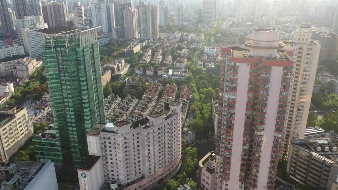 4K原素材-上海愚园路静安寺商圈高楼大厦