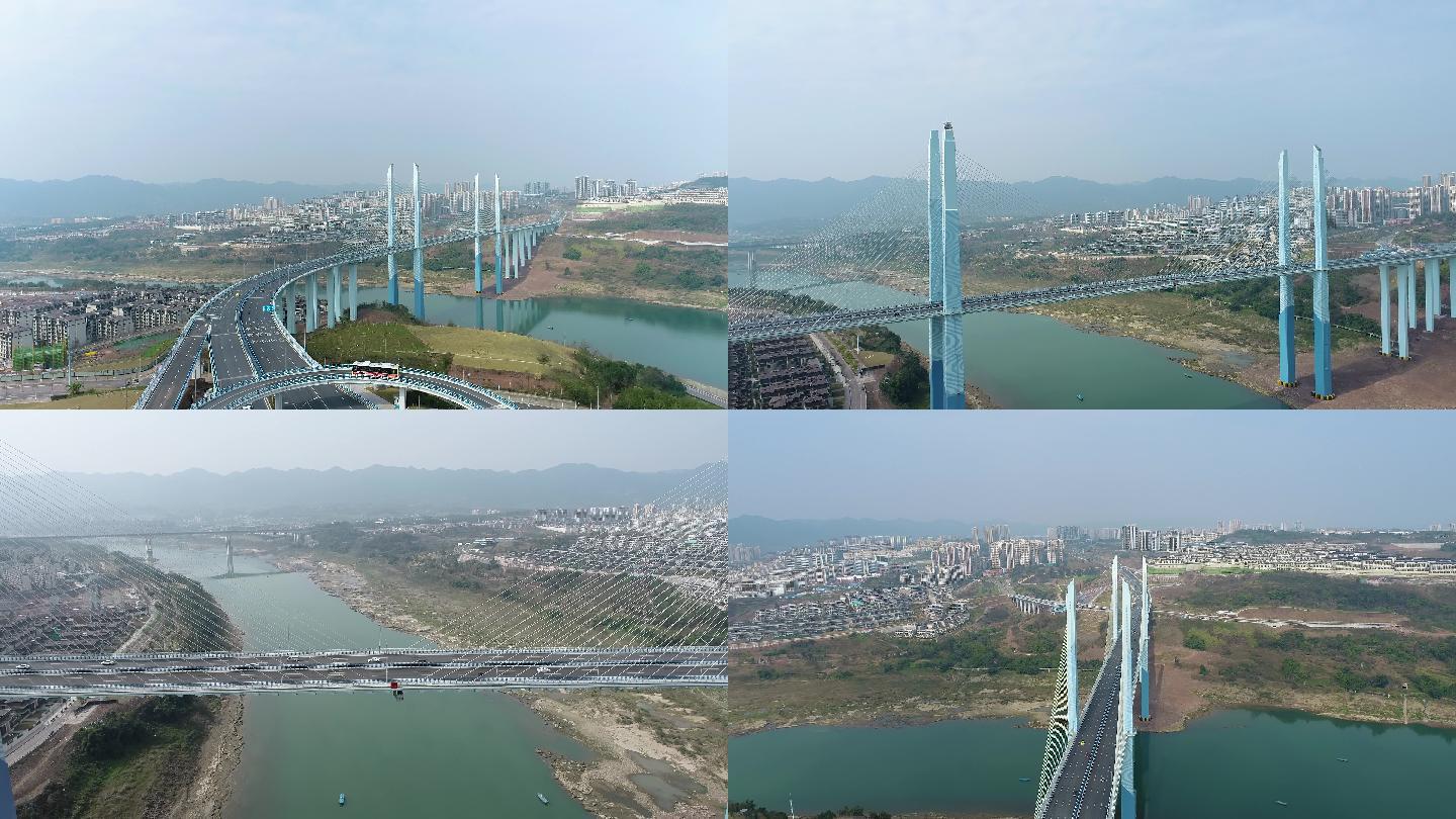 航拍蔡家嘉陵江大桥2022.2.14
