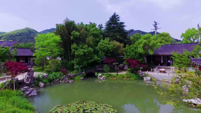 杭州陆羽禅茶文化主题公园航拍