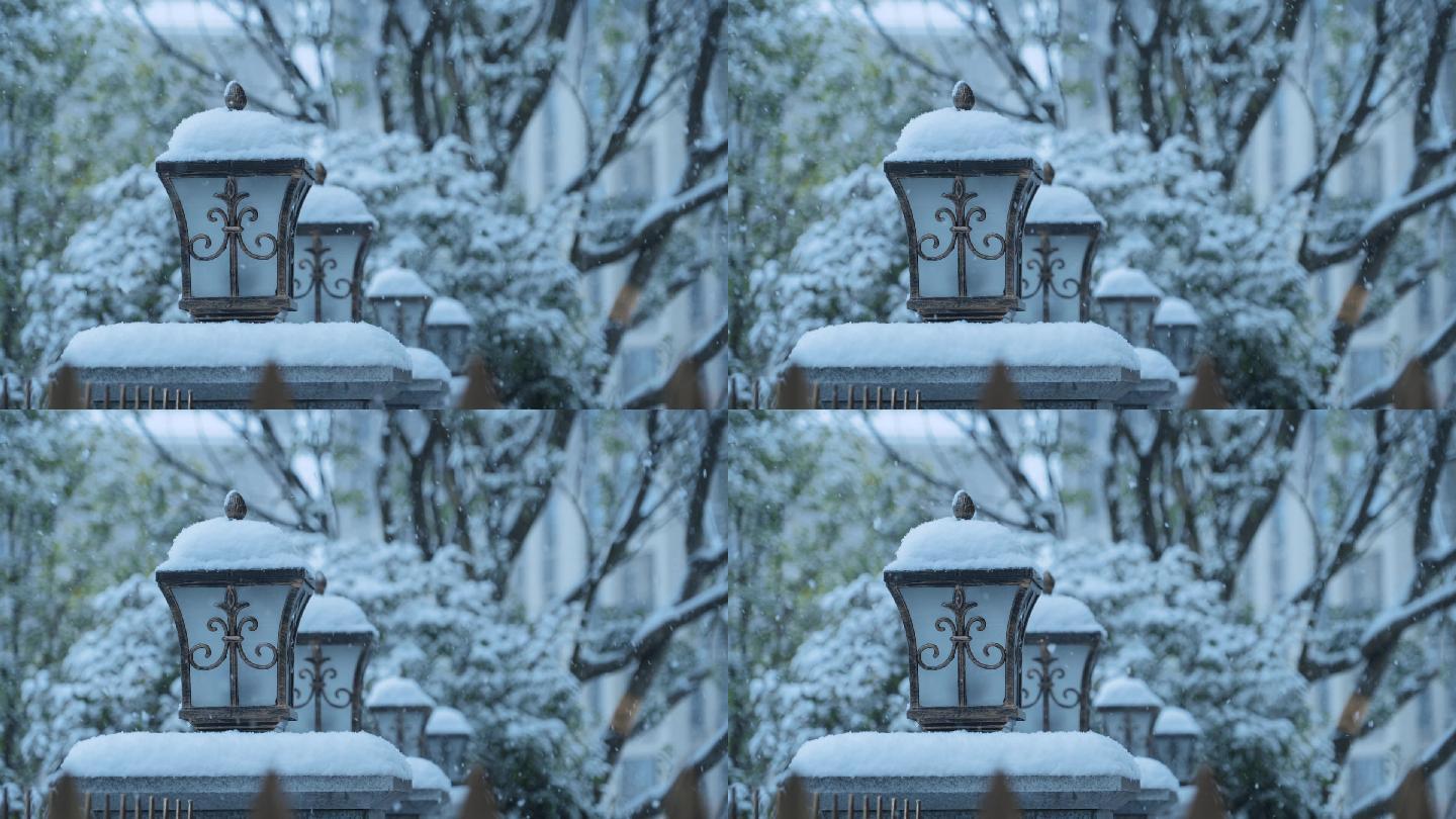 唯美意境小院雪景视频雪花升格下雪大雪纷飞