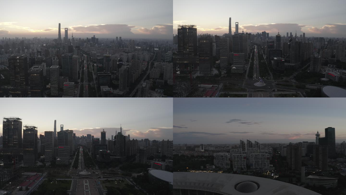 4K上海世纪大道城市道路夜景航拍