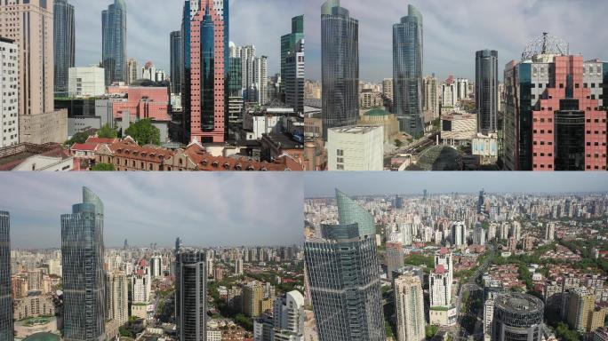 4K原素材-上海徐家汇华山路及城市全景