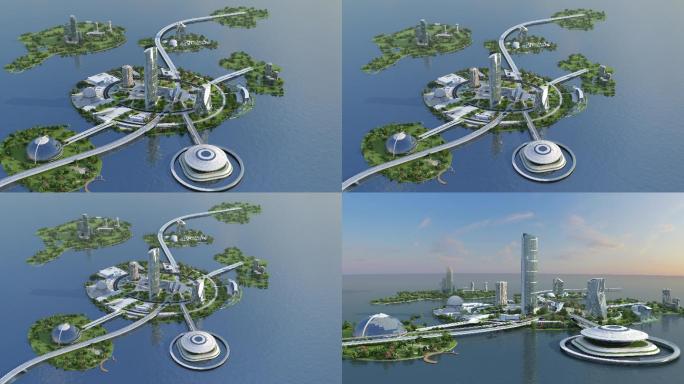 科技城市岛屿未来城市