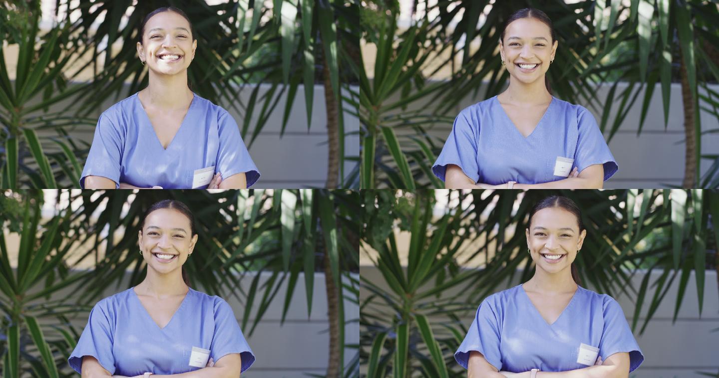 微笑的女护士欧美外国人种优雅高端白人黑人