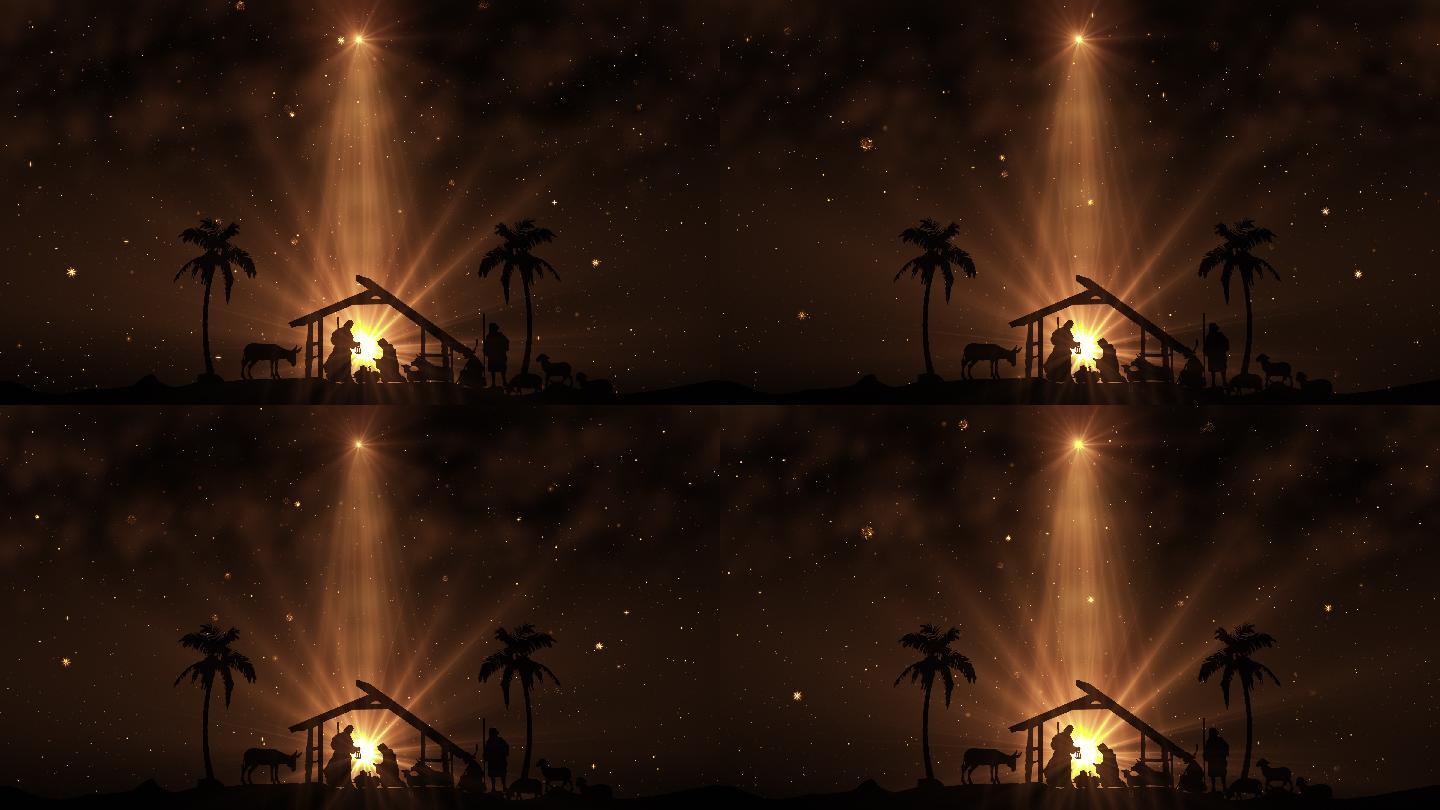 金星闪烁的圣诞场景背景