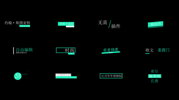 20组人名条简约文字标题名字介绍说明动画