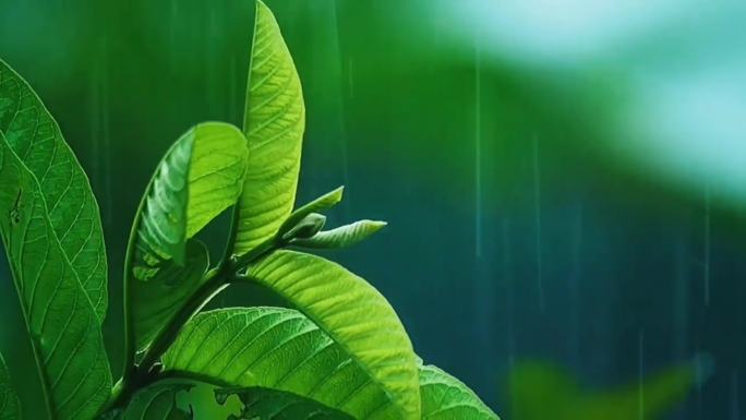 【4k原创】唯美雨滴意境屋檐下雨芭蕉树叶