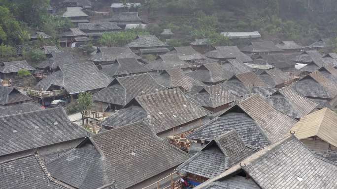 航拍云南普洱景迈山茶乡千年古寨糯干古寨