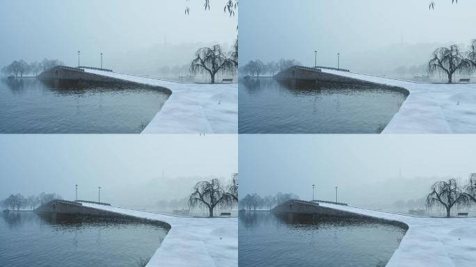 断桥残雪 杭州 西湖 冬天 飘雪 美景