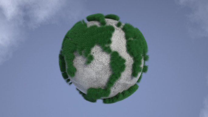 3D渲染抽象太空中的绿色星球地球动画