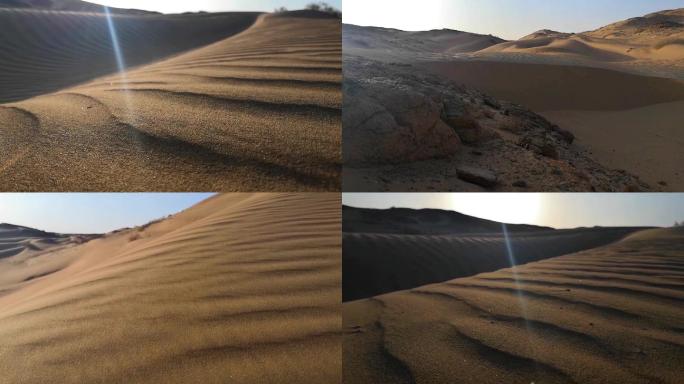夕阳下的沙漠戈壁