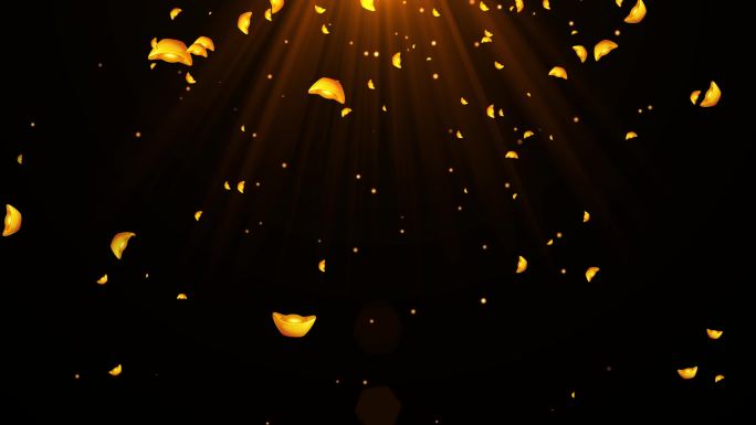 4K金元宝粒子飘落视频-循环