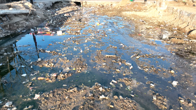 【4K】环境污染-水污染--河道干涸污染