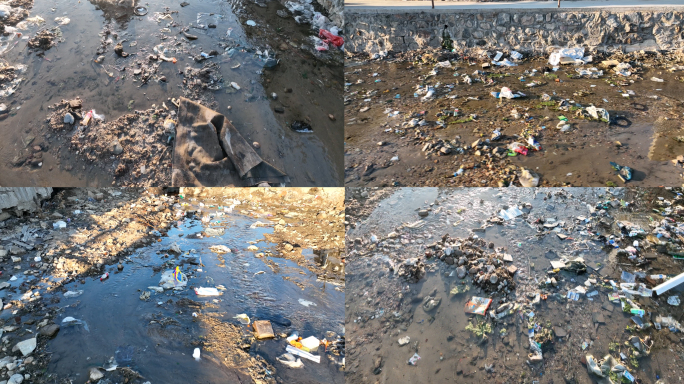 【4K】环境污染-水污染--河道干涸污染