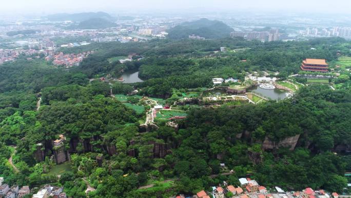 广东番禺莲花山风景区航拍 莲花山海蚀遗迹