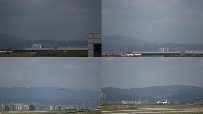 重庆江北机场实拍飞机落地