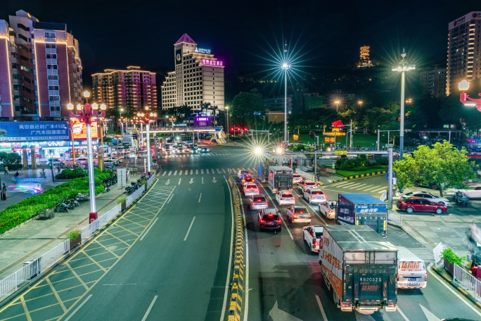 广州 东莞 凤岗镇 道路 夜景 延时