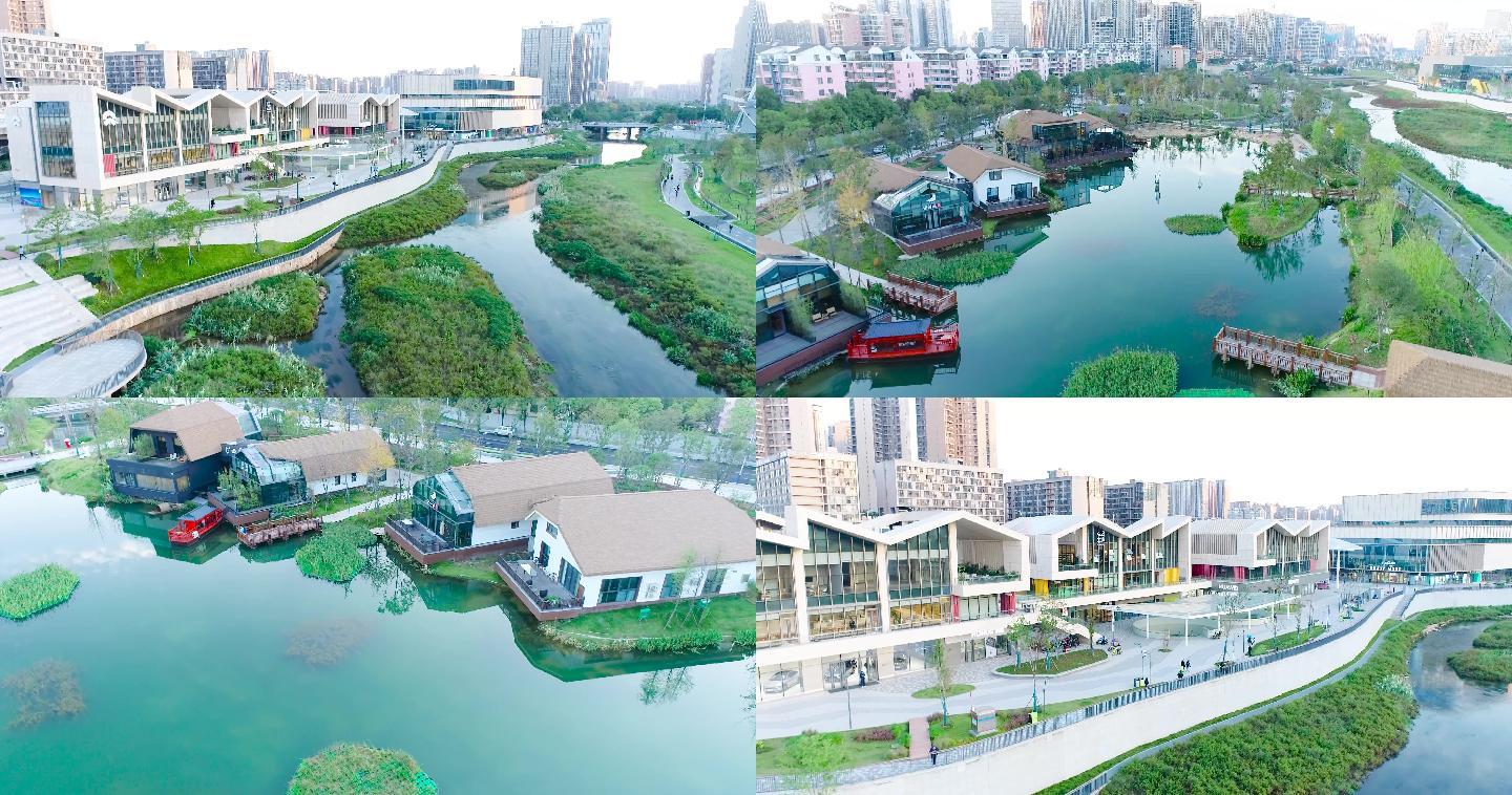 城市建设湖南景观航拍城市发展生态环保别墅