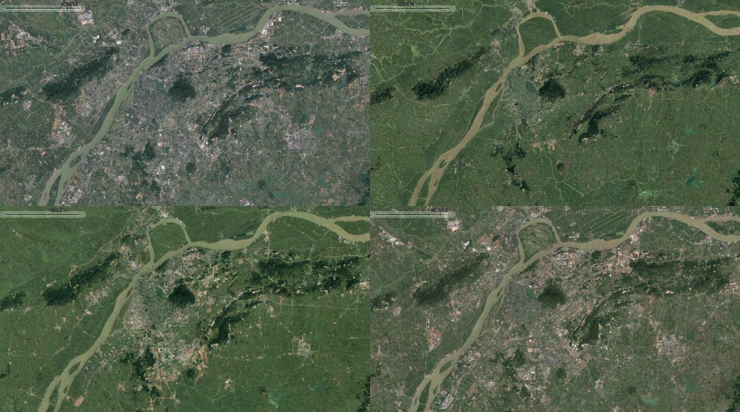 南京市卫星地图变化1990-2020