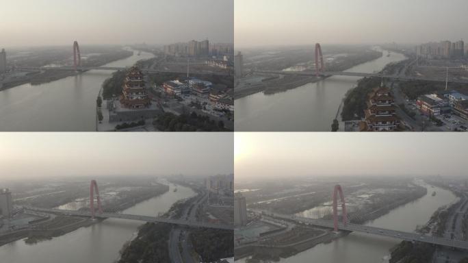 4K泗阳景点地标泗阳大桥航拍