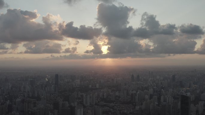 4K原素材-上海城市高楼大厦建筑群